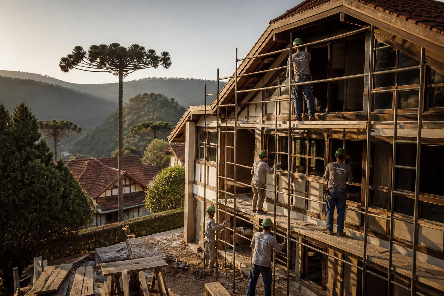 Equipe Kaizen Empreiteira executando obra em Campos do Jordão